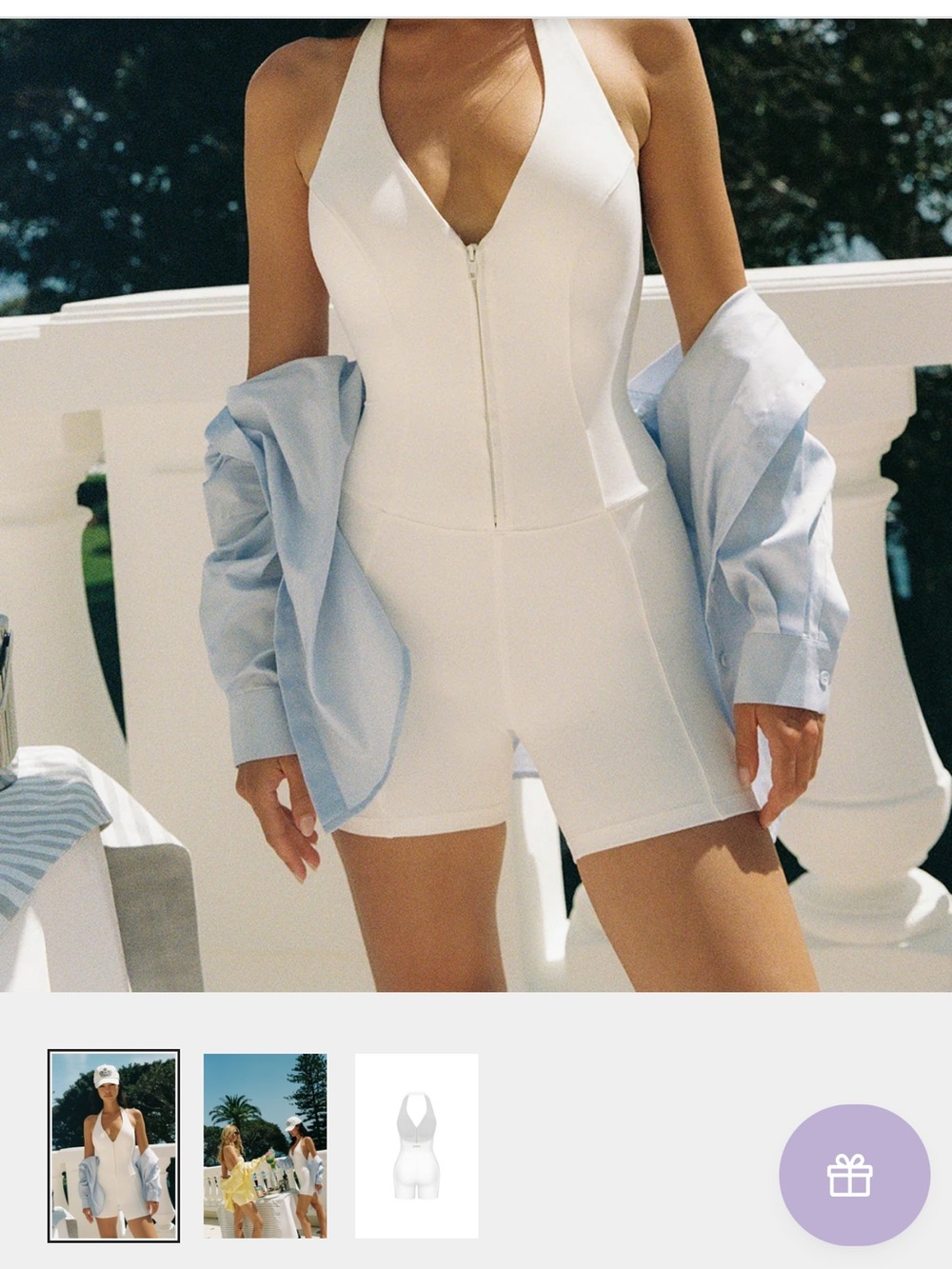Wiskii White Halter Romper Jumpsuit - small